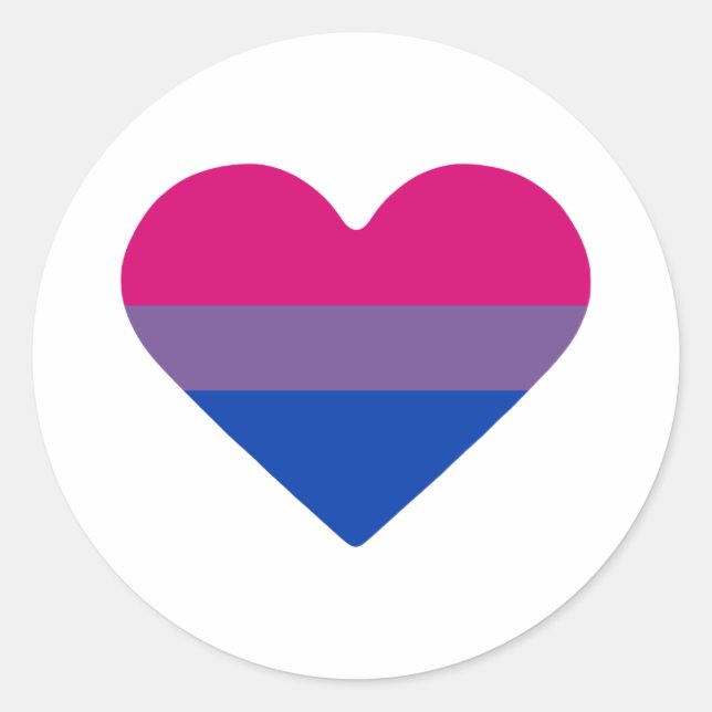 Bisexual Pride Flag Heart Classic Round Sticker (Front)