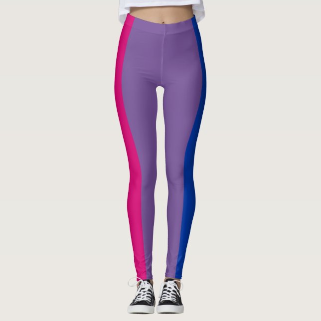 Bisexual Pride Flag LGBTQ+ Vertical Stripe Leggings (Front)