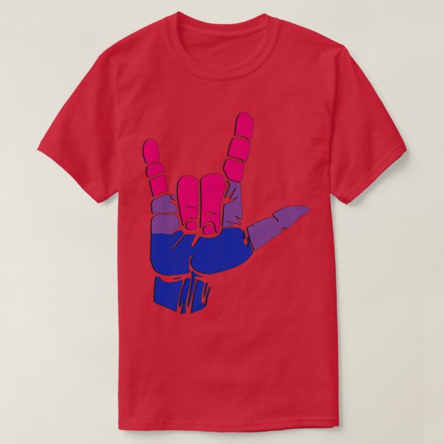 Bisexual Pride Flag Love Sign Says I Love You LGBT T-Shirt (Design Front)