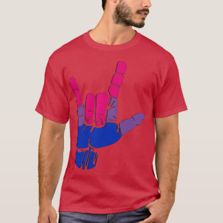 Bisexual Pride Flag Love Sign Says I Love You LGBT T-Shirt