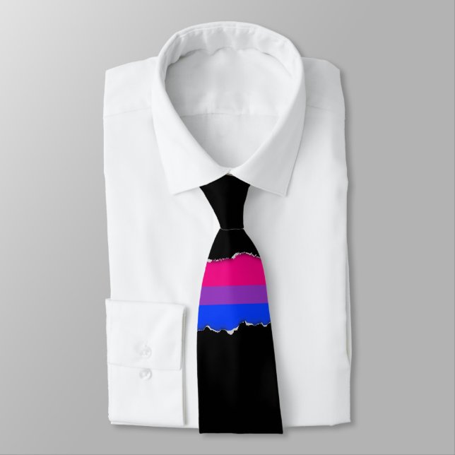 Bisexual Pride Flag Neck Tie (Tied)