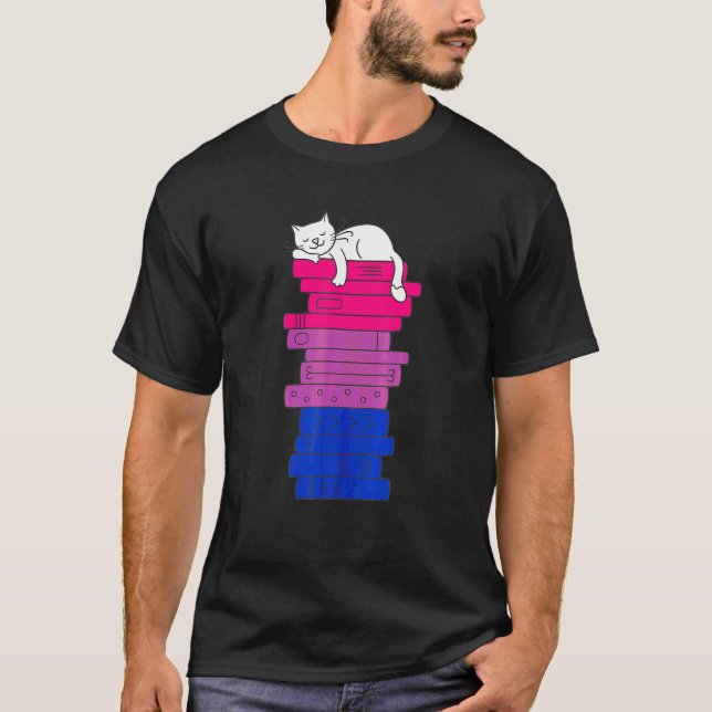 Bisexual Pride Flag Pride Cute Cat Parent Book T-Shirt (Front)
