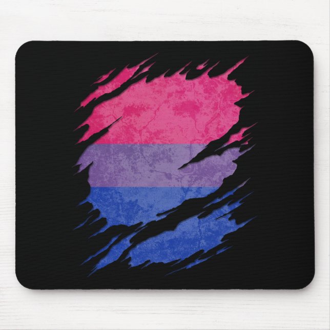 Bisexual Pride Flag Ripped Reveal Mouse Pad (Front)