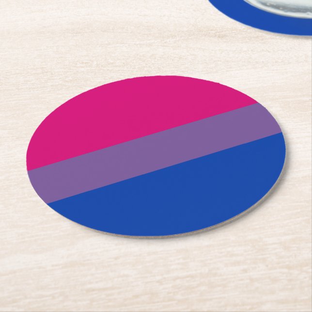 Bisexual Pride Flag Round Paper Coaster (Angled)