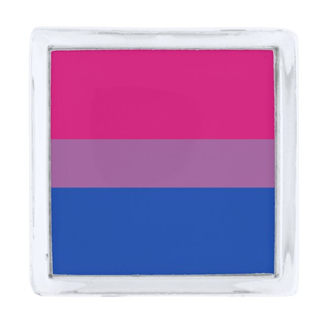 Bisexual Pride Flag Silver Finish Lapel Pin (Front)