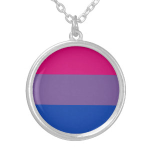 Bisexual Pride Flag Silver Plated Necklace