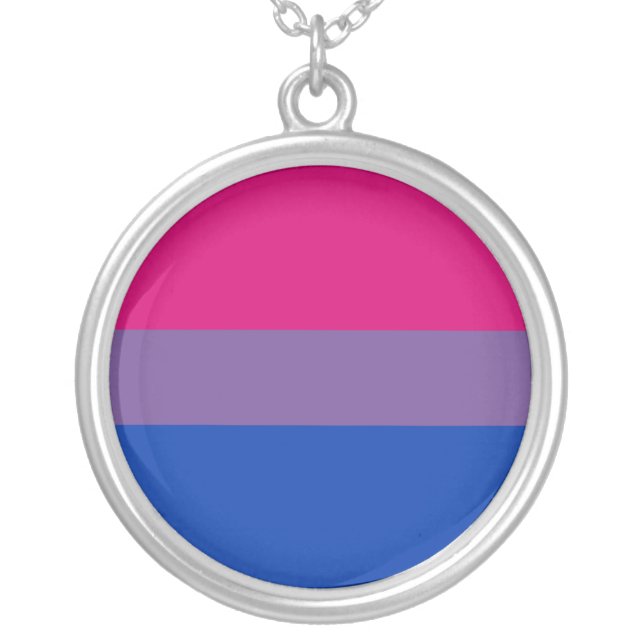Bisexual Pride Flag Silver Plated Necklace (Front)