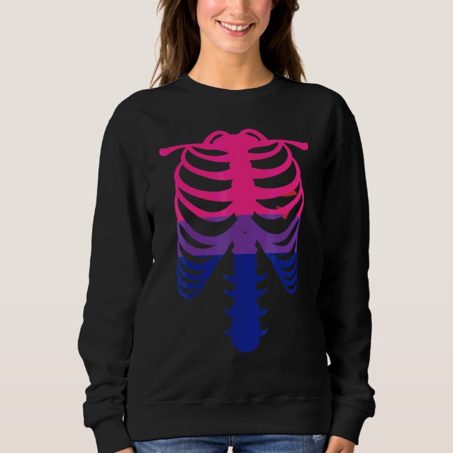 Bisexual Pride Flag   Skeleton Ribcage Bisexual Sweatshirt (Front)
