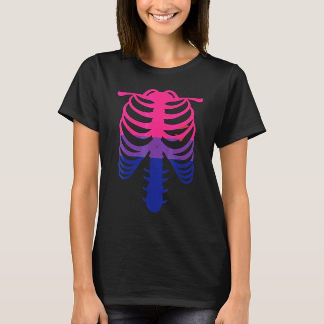 Bisexual Pride Flag   Skeleton Ribcage Bisexual T-Shirt (Front)