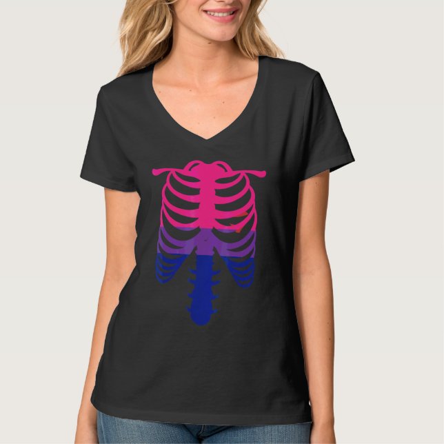 Bisexual Pride Flag   Skeleton Ribcage Bisexual T-Shirt (Front)