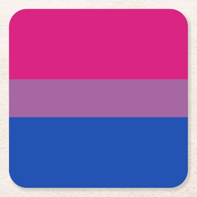 Bisexual Pride Flag Square Paper Coaster (Front)