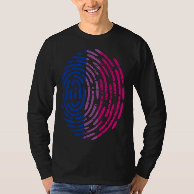 Bisexual Pride Flag Thumb Print Thumbprint LGBT Ae T-Shirt (Front)