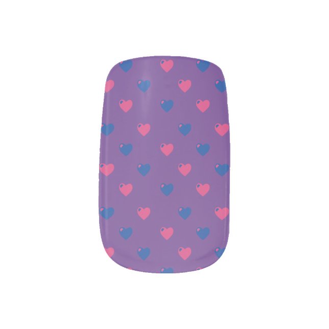 Bisexual Pride Hearts Nail Decals (Left Thumb)