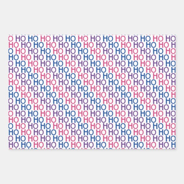 Bisexual Pride Ho Ho Ho Pattern Wrapping Paper Set (Front)