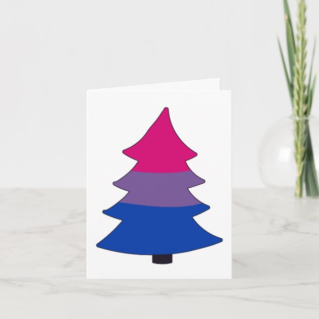 Bisexual Pride Holigay Tree Holiday Card (Front)