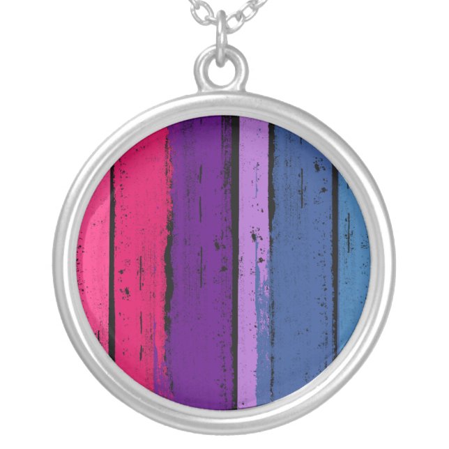 BISEXUAL PRIDE INK BAR -.png Silver Plated Necklace (Front)