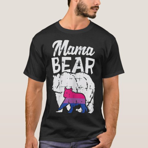 Bisexual Pride Mama Bear Bi Flag LGBQ Mom Ally T_Shirt