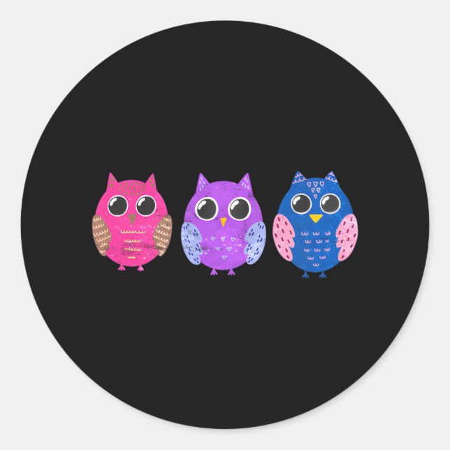 Bisexual Pride Owl Bi LGBTQ Classic Round Sticker (Front)