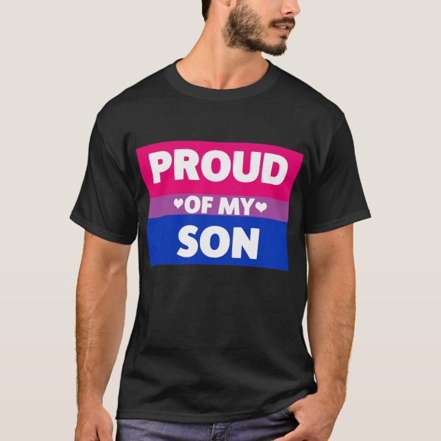 Bisexual Pride Proud Of My Son Mom Dad cute heart T-Shirt (Front)