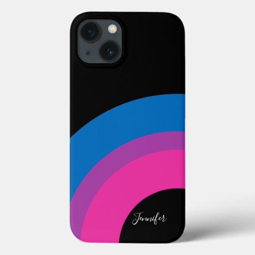 Bisexual Pride Rainbow Flag Personalized Black iPhone 13 Case
