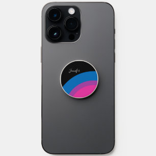 Bisexual Pride Rainbow Flag Personalized Black PopSocket