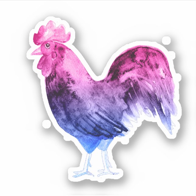 Bisexual Pride Rooster Sticker (Front)