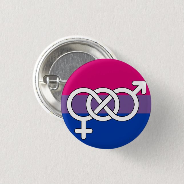 Bisexual Pride Symbol Flag Button (Front & Back)