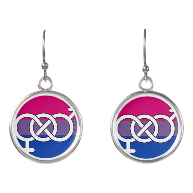 Bisexual Pride Symbol Flag Earrings (Front)