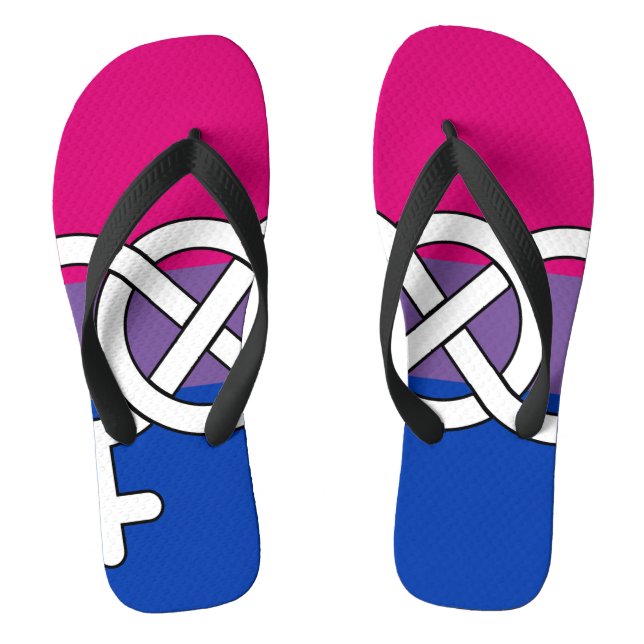Bisexual Pride Symbol Flag Flip Flops (Footbed)