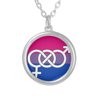 Bisexual Pride Symbol Flag Silver Plated Necklace