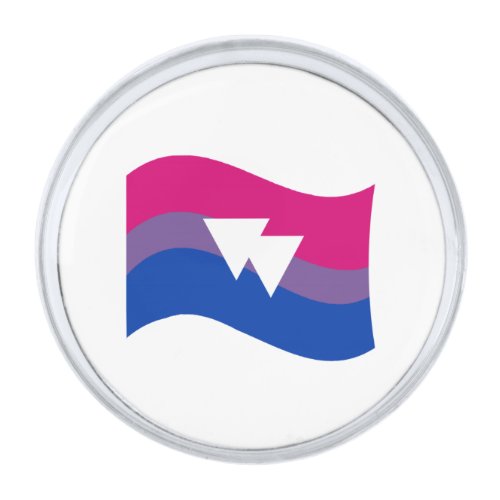 Bisexual Pride Symbol Wavy Flag Silver Finish Lapel Pin