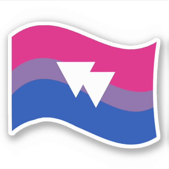 Bisexual Pride Symbol Wavy Flag Sticker (Front)