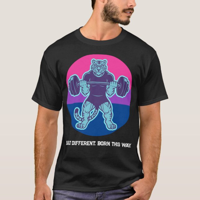 Bisexual Pride Tiger Lifter Gym Shirt — Born This (Front)