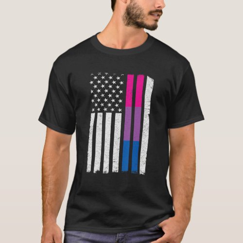 Bisexual Pride Us American Flag Love Wins Lgbt Bi  T_Shirt