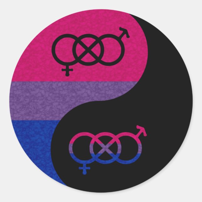 Bisexual Pride Yin and Yang Symbol in Pride Flag Classic Round Sticker (Front)