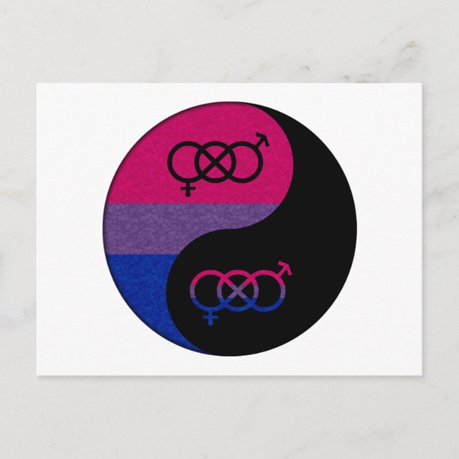 Bisexual Pride Yin and Yang Symbol in Pride Flag Postcard (Front)