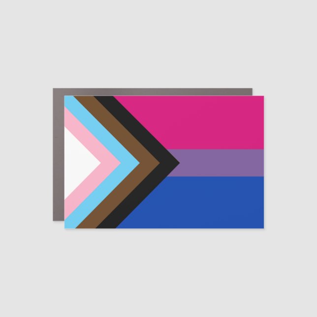 Bisexual Progress Pride Flag Car Magnet (Front)