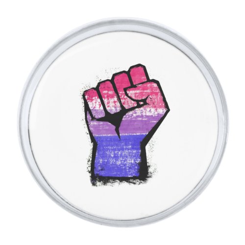 Bisexual Protest Fist Silver Finish Lapel Pin