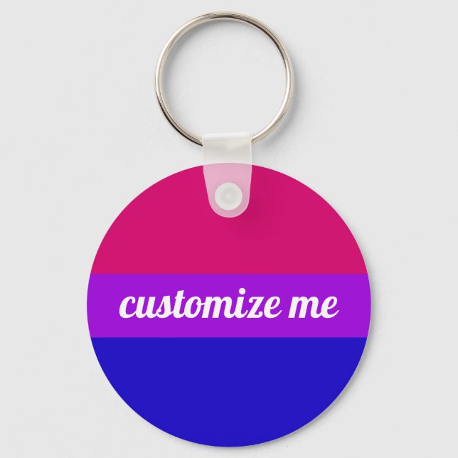 Bisexual Rainbow Flag Monogram Keychain (Front)