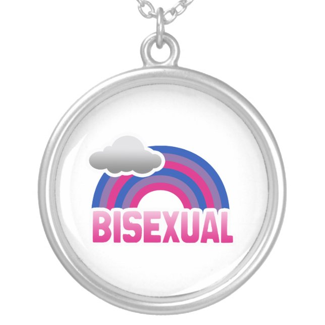 BISEXUAL RAINBOW SILVER PLATED NECKLACE (Front)