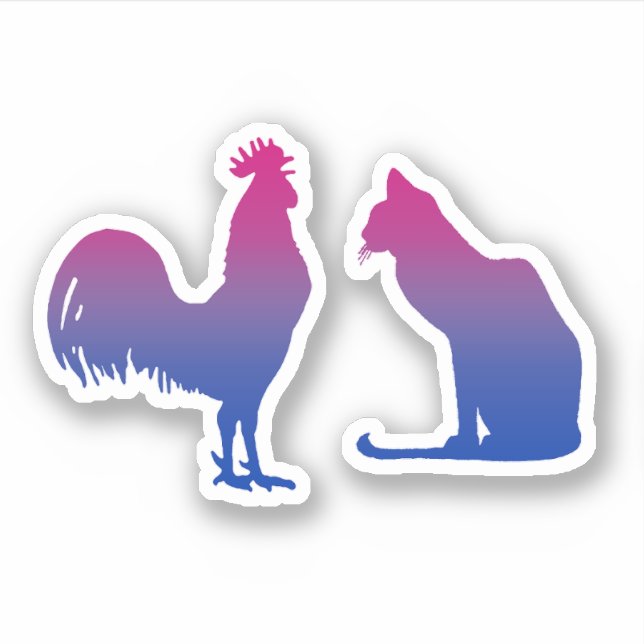 Bisexual Rooster and Kitty Sticker (Front)