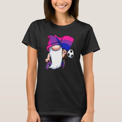 Bisexual Soccer Player Lgbt Q Cute Gnome Bi Pride  T_Shirt