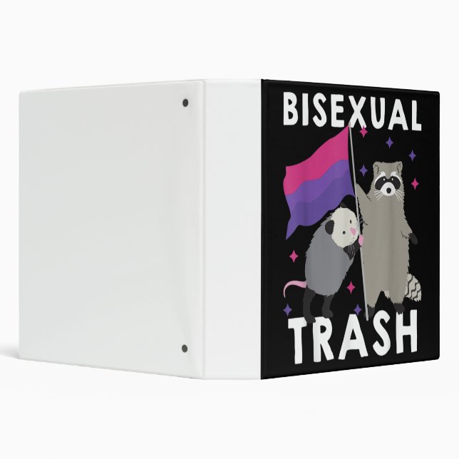 Bisexual Trash Gay Pride Rainbow LGBT Raccoon 3 Ring Binder (Background)