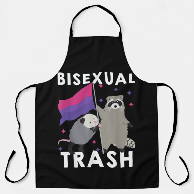 Bisexual Trash Gay Pride Rainbow LGBT Raccoon Apron (Front)