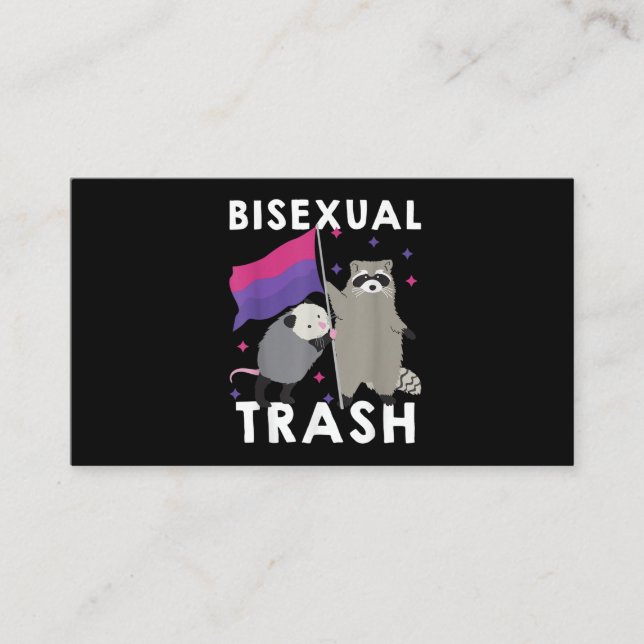 Bisexual Trash Gay Pride Rainbow LGBT Raccoon Business Card (Front)