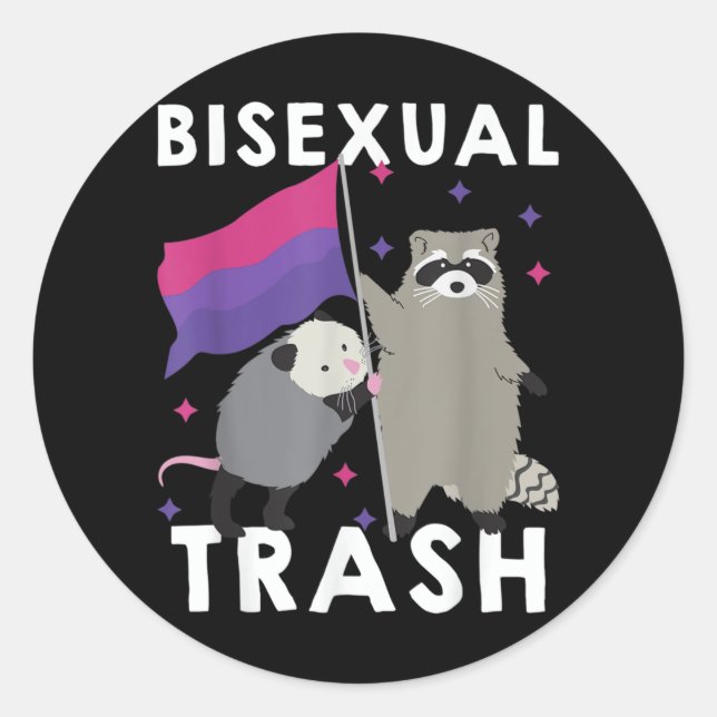 Bisexual Trash Gay Pride Rainbow LGBT Raccoon Classic Round Sticker (Front)