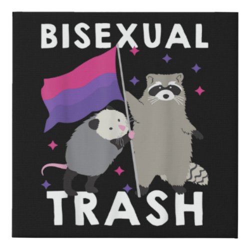 Bisexual Trash Gay Pride Rainbow LGBT Raccoon Faux Canvas Print