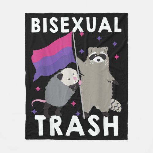 Bisexual Trash Gay Pride Rainbow LGBT Raccoon Fleece Blanket