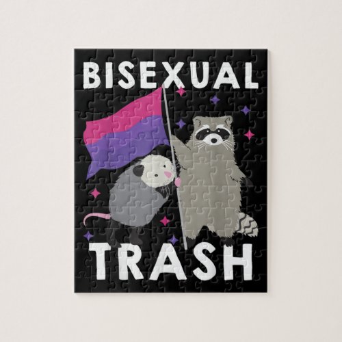 Bisexual Trash Gay Pride Rainbow LGBT Raccoon Jigsaw Puzzle