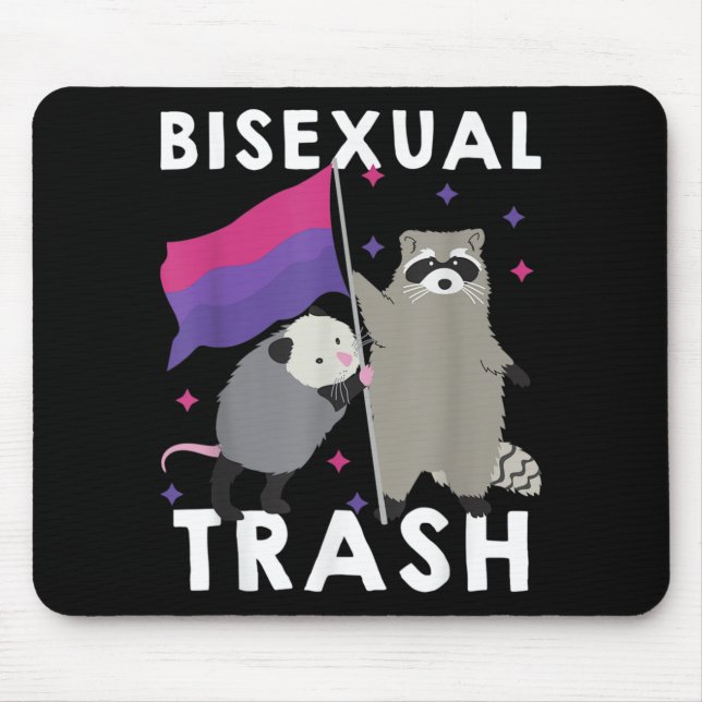 Bisexual Trash Gay Pride Rainbow LGBT Raccoon Mouse Pad (Front)